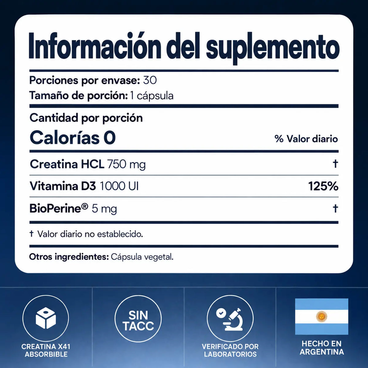 Creafort - Cápsulas de Creatina HCL