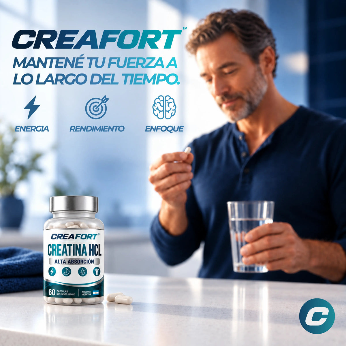 Creafort - Cápsulas de Creatina HCL